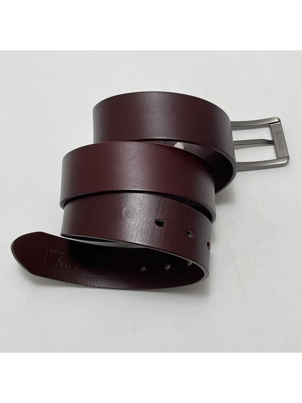Buffway Genuine Leather Belt Square Buckle Men Size 44 Brown Silver Workwear Big